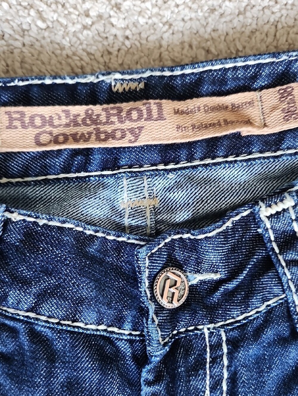 Rock & Roll Cowboy Men's Double Barrel Relaxed Bootcut Jeans Dark Wash - Picture 2 of 15